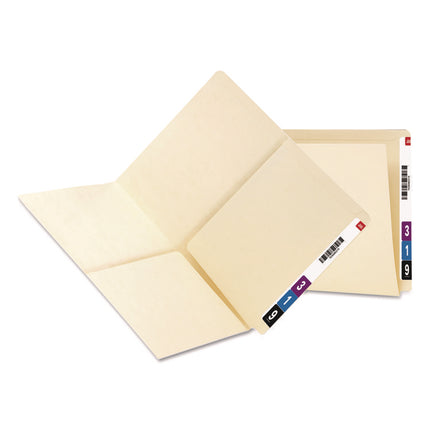 Heavyweight Manila End Tab Pocket Folders, Interior Front/Back Panel Pockets, Straight Tabs, Letter Size, 11pt Manila, 25/Box