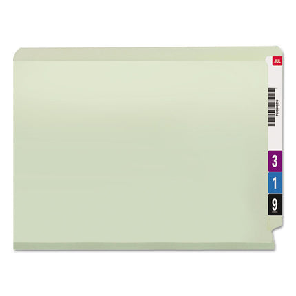 End Tab Pressboard Classification Folders, Two SafeSHIELD Coated Fasteners, 1" Expansion, Letter Size, Gray-Green, 25/Box