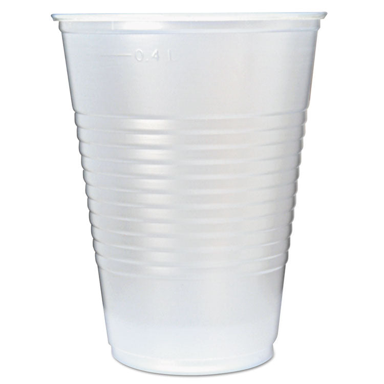 RK Ribbed Cold Drink Cups, 16 oz, Plastic, Translucent, 50/Sleeve, 20 Sleeves/Carton