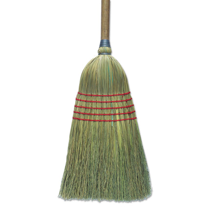 Corn Broom, Corn Bristles, 56" Overall Length, Natural, 6/carton