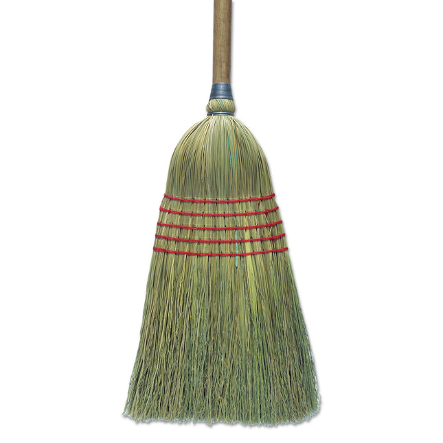 Corn Broom, Corn Bristles, 56" Overall Length, Natural, 6/carton