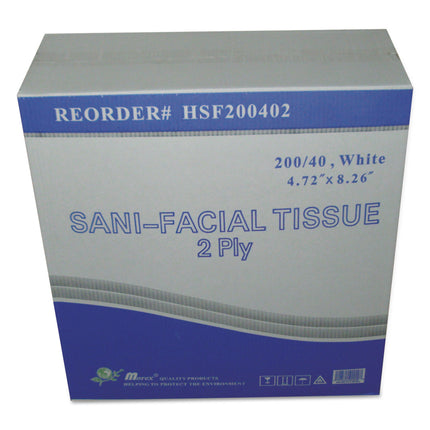 Sani Facial Tissue, 2-Ply, White, 40 Sheets/box