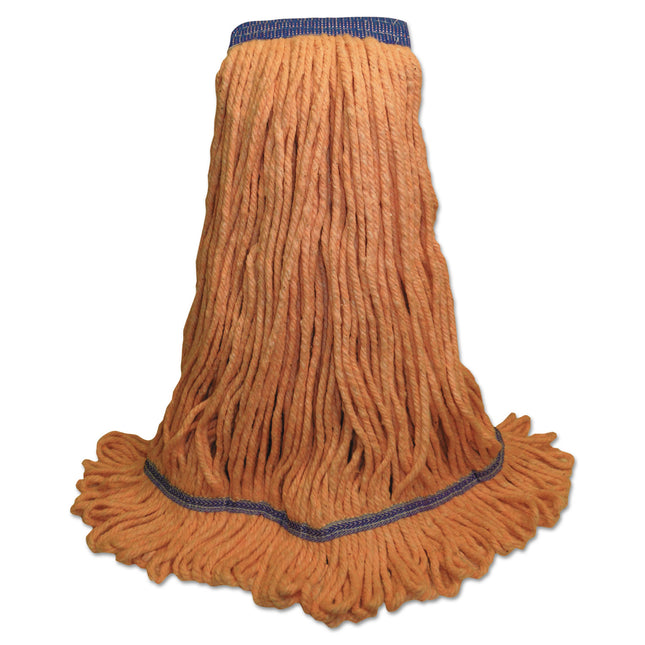 Super Loop Wet Mop Head, Cotton/synthetic Fiber, 5" Headband, X-Large Size, Orange, 12/carton