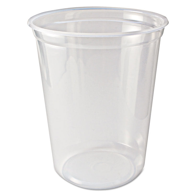 Microwavable Deli Containers, 32 oz, 4.6" Diameter x 5.6" h, Clear, Plastic, 500/Carton
