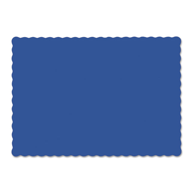 Solid Color Scalloped Edge Placemats, 9.5 X 13.5, Navy Blue, 1,000/carton