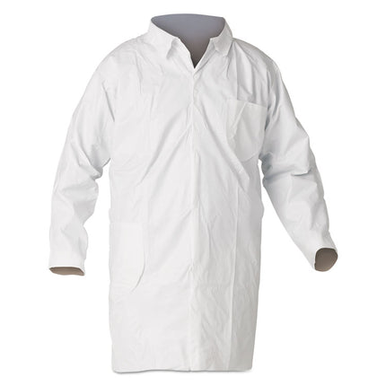 A40 Liquid and Particle Protection Lab Coats with Pocket, Large, White, 30/Carton
