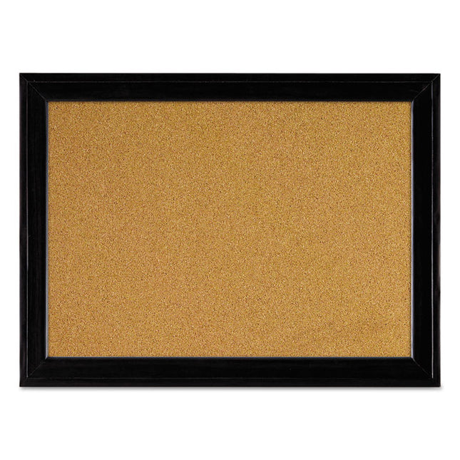 Cork Bulletin Board with Black Frame, 17" x 11", Tan Surface, Black Fiberboard (MDF) Frame