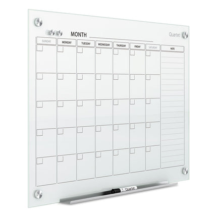 Infinity Magnetic Glass Calendar Board, Monthly Planning/Scheduling, 36" x 24", White Surface