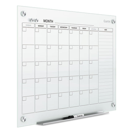 Infinity Magnetic Glass Calendar Board, Monthly Planning/Scheduling, 48" x 36", White Surface