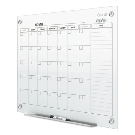 Infinity Magnetic Glass Calendar Board, Monthly Planning/Scheduling, 36" x 24", White Surface