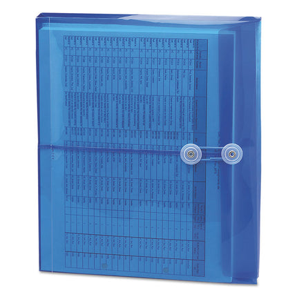 Poly String and Button Interoffice Envelopes, Open-Side (Horizontal), 9.75 x 11.63, Transparent Blue, 5/Pack
