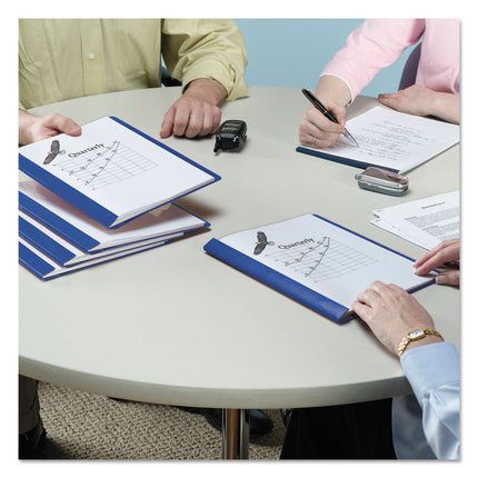 Clear Front Report Cover, Double-Prong Fastener,  0.5" Capacity, 8.5 x 11, Clear/Blue, 25/Box