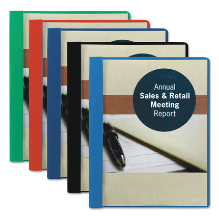 Clear Front Report Cover, Double-Prong Fastener,  0.5" Capacity, 8.5 x 11, Clear/Blue, 25/Box