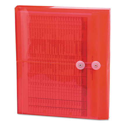 Poly String and Button Interoffice Envelopes, Open-Side (Horizontal), 9.75 x 11.63, Transparent Red, 5/Pack