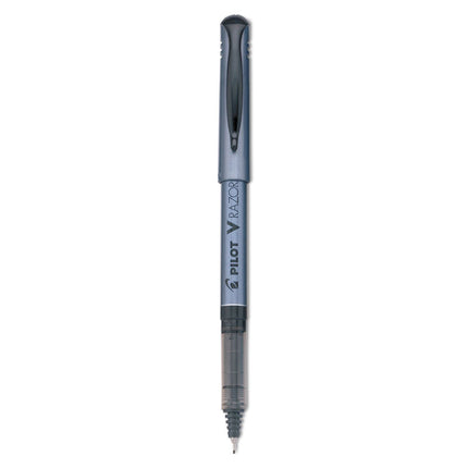 V Razor Point Liquid Ink Porous Point Pen, Stick, Extra-Fine 0.5 mm, Black Ink, Gray/Smoke Barrel, Dozen