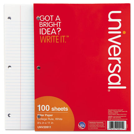 Filler Paper, 3-Hole, 8.5 X 11, Medium/college Rule, 100/pack