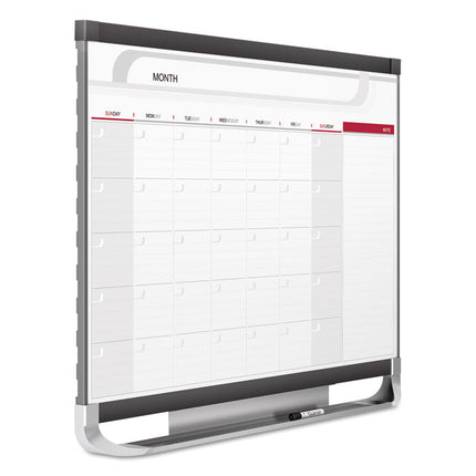 Prestige 2 Magnetic Total Erase Monthly Calendar, 36" x 24", White Surface, Graphite Gray Fiberboard/Plastic Frame