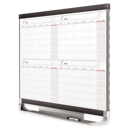 Prestige 2 Magnetic Total Erase Four-Month Calendar, 36" x 24", White Surface, Graphite Gray Fiberboard/Plastic Frame
