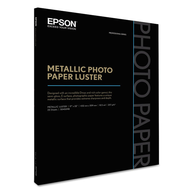 Professional Media Metallic Luster Photo Paper, 5.5 Mil, 17 X 22, White, 25/pack