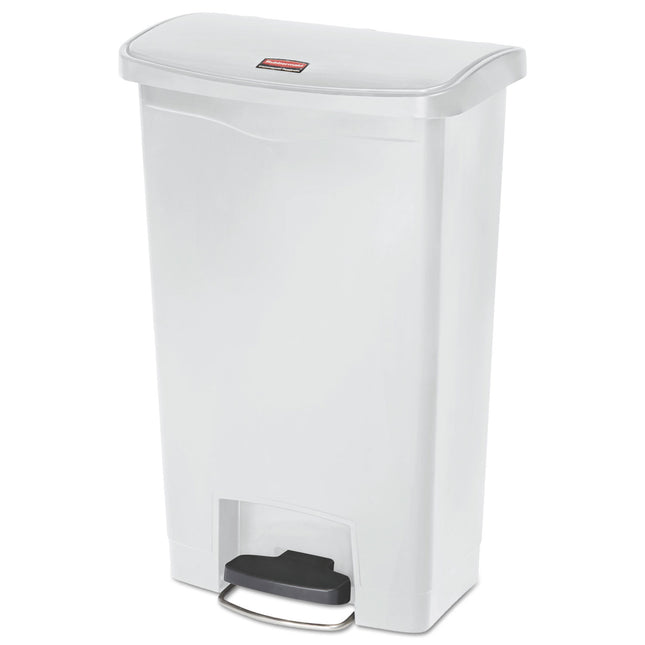 Streamline Resin Step-On Container, Front Step Style, 13 gal, Polyethylene, White