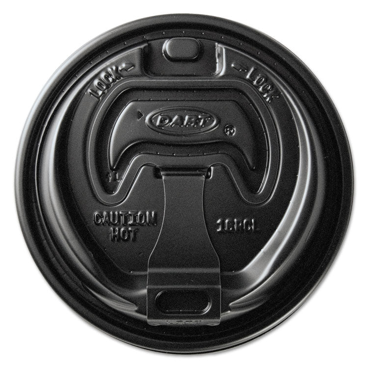 Optima Reclosable Lids for Hot Paper Cups, Fits 10 oz to 24 oz Hot Cups, Plastic, Black, 1,000/Carton