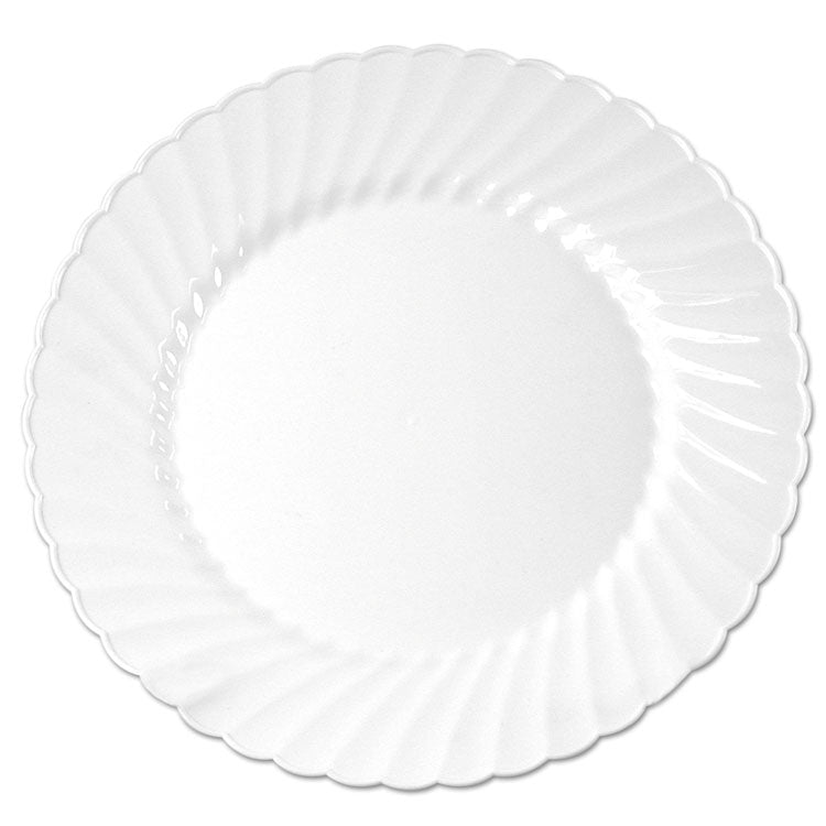 Classicware Plastic Plates, 6" dia, White, 12/Bag, 15 Bags/Carton