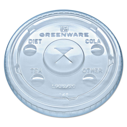 Greenware Cold Drink Lids, Fits 9 oz Old Fashioned Cups/12 oz Squat Cups/20 oz Cups, Plastic, Clear, 1,000/Carton