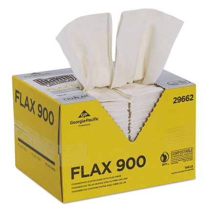 Dine-A-Cloth FLAX Foodservice Wipers, 1-Ply, 12.75 x 21, White, 144/Box