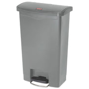 Slim Jim Streamline Resin Step-On Container, Front Step Style, 13 gal, Polyethylene, Gray