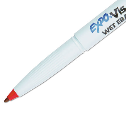 Vis-A-Vis Wet Erase Marker, Fine Bullet Tip, Red, Dozen