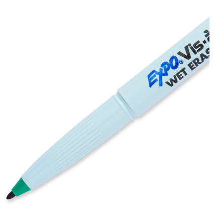 Vis-A-Vis Wet Erase Marker, Fine Bullet Tip, Green, Dozen
