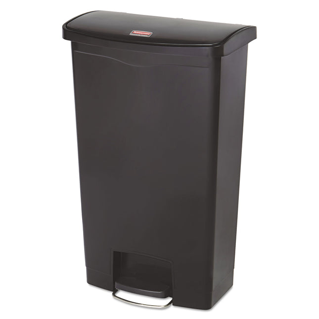 Slim Jim Streamline Resin Step-On Container, Front Step Style, 18 gal, Polyethylene, Black