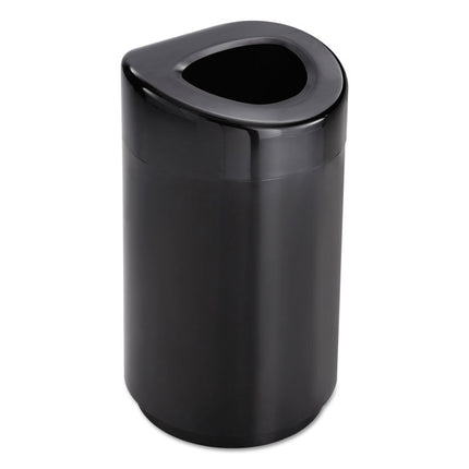 Open Top Round Waste Receptacle, 30 gal, Steel, Black