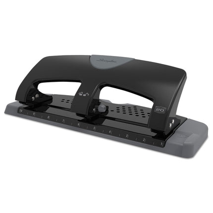 20-Sheet Smarttouch Three-Hole Punch, 9/32" Holes, Black/gray