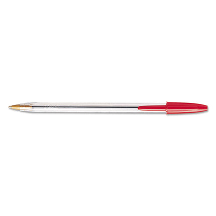Cristal Xtra Smooth Ballpoint Pen, Stick, Medium 1 Mm, Red Ink, Clear Barrel, Dozen