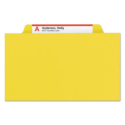 Eight-Section Pressboard Top Tab Classification Folders, Eight SafeSHIELD Fasteners, 3 Dividers, Legal Size, Yellow, 10/Box