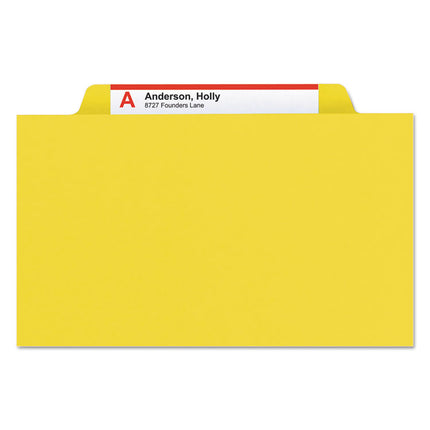 Four-Section Pressboard Top Tab Classification Folders, Four SafeSHIELD Fasteners, 1 Divider, Legal Size, Yellow, 10/Box