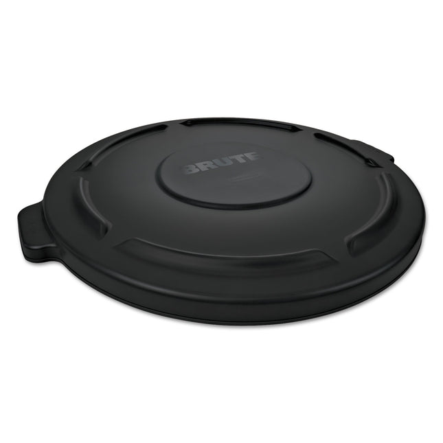 BRUTE Self-Draining Flat Top Lids for 55 gal Round BRUTE Containers, 27.64" Diameter, Black, 3/Carton
