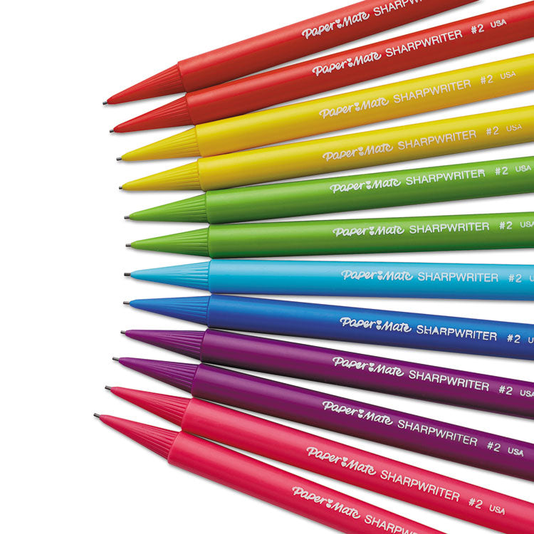 Sharpwriter Mechanical Pencil, 0.7 mm, F (#2.5), Black Lead, Assorted Barrel Colors, Dozen