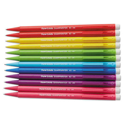 Sharpwriter Mechanical Pencil, 0.7 mm, F (#2.5), Black Lead, Assorted Barrel Colors, Dozen