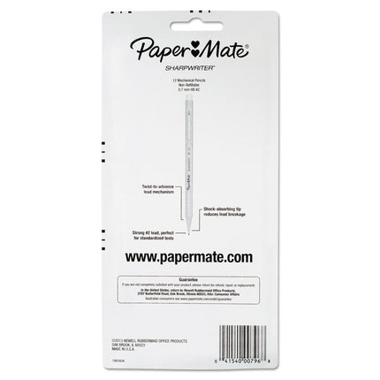 Sharpwriter Mechanical Pencil, 0.7 mm, F (#2.5), Black Lead, Assorted Barrel Colors, Dozen