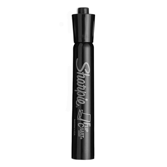Flip Chart Marker, Broad Bullet Tip, Black, 8/pack