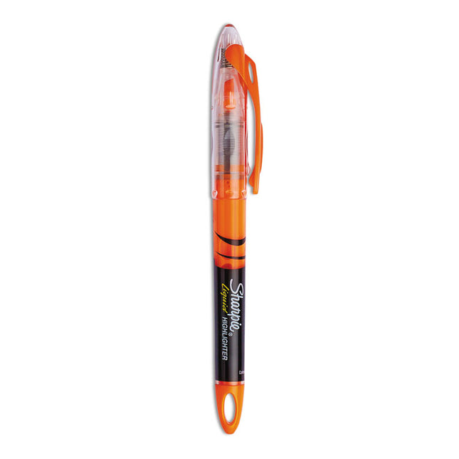 Liquid Pen Style Highlighters, Fluorescent Orange Ink, Chisel Tip, Orange/black/clear Barrel, Dozen