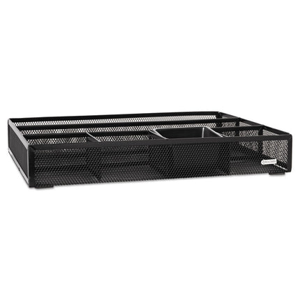 Metal Mesh Deep Desk Drawer Organizer, Six Compartments, 15.25 X 11.88 X 2.5, Black