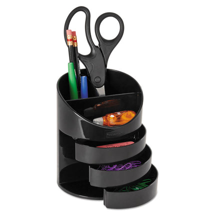 Small Storage Divided Pencil Cup, Plastic, 4.5" Diameter x 5.69"h, Black