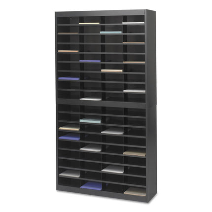 Steel/Fiberboard E-Z Stor Sorter, 72 Compartments, 37.5 x 12.75 x 71, Black