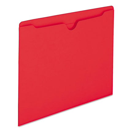 Colored File Jackets With Reinforced Double-Ply Tab, Straight Tab, Letter Size, Red, 100/box