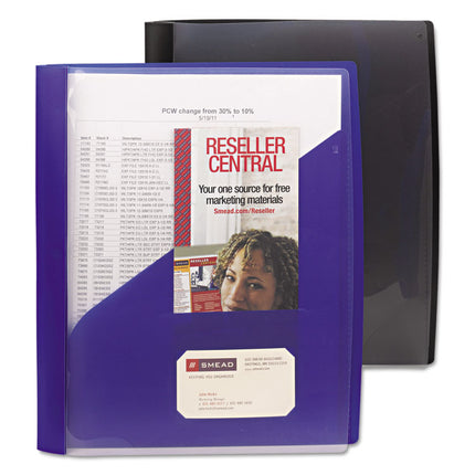 Clear Front Poly Report Cover, Double-Prong Fastener, 0.5" Capacity, 8.5 X 11, Clear/blue, 5/pack