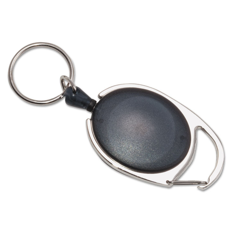 Carabiner-Style Retractable Id Card Reel, 30" Extension, Smoke, 6/pack