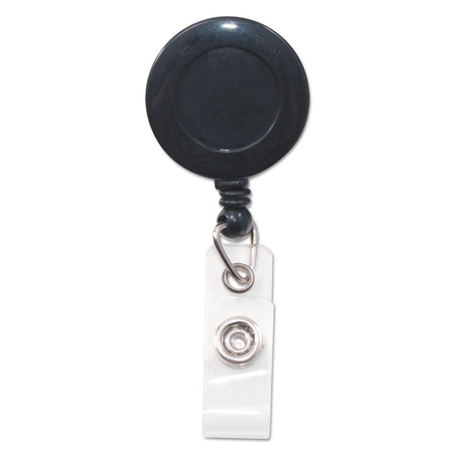 Swivel-Back Retractable Id Card Reel, 30" Extension, Black, 12/pack